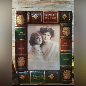 Vintage Faux Leather Book Wooden Picture Frame